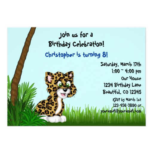 Jungle Leopard Birthday Party Invitation