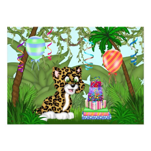 Jungle Leopard Birthday Party Invitation