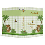 Jungle Lion Avery 1 inch  Binder ~ Green Plaid