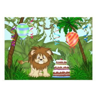 Jungle Lion Birthday Party Invitation