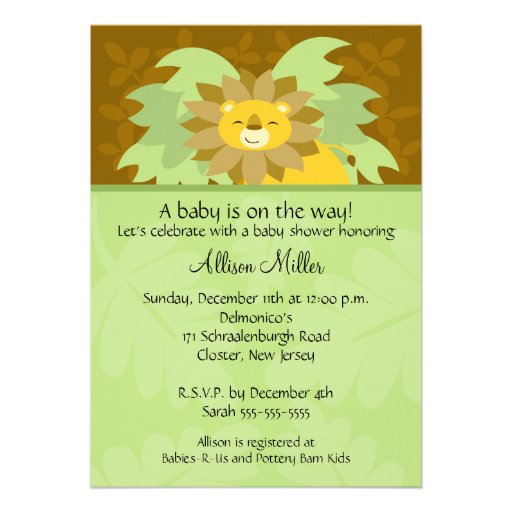 Jungle Lion Neutral Baby Shower Invitation (front side)
