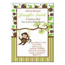 Jungle Monkey Baby Shower Invitation