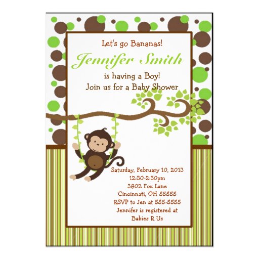 Jungle Monkey Baby Shower Invitation