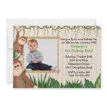 Jungle Monkey Photo Birthday Invitation