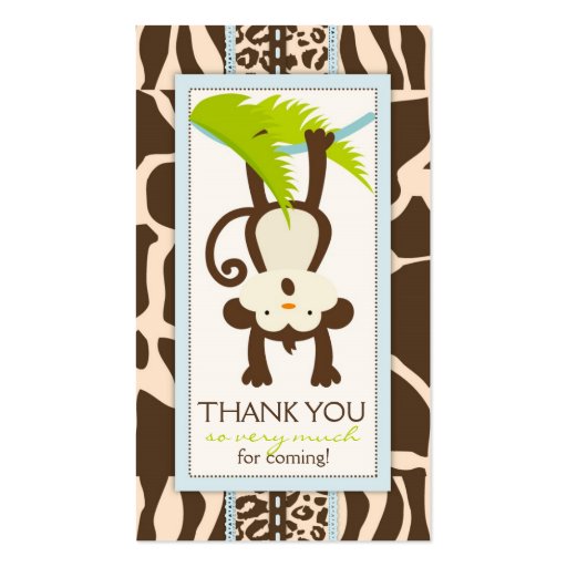 Jungle Monkey Thank You Gift Tag Business Card Templates (front side)