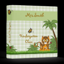 Jungle Orange Tiger School Binder ~Green Plaid binders