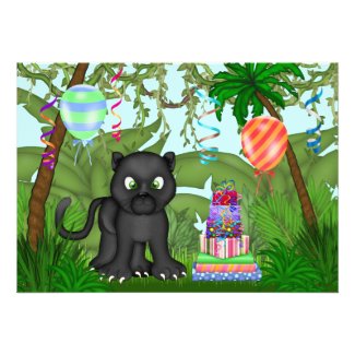 Jungle Panther Birthday Party Invitation