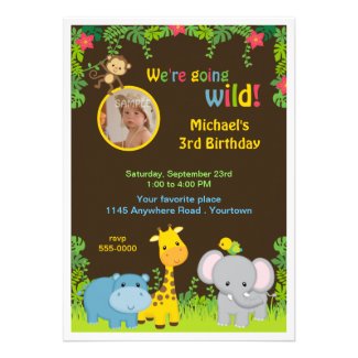 Jungle Photo Childs Birthday Announcements