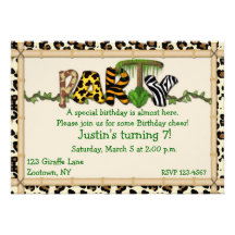 Jungle Print Birthday Party Invite