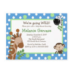JUNGLE SAFARI ADVENTURE BLUE Baby Shower Invite Postcard