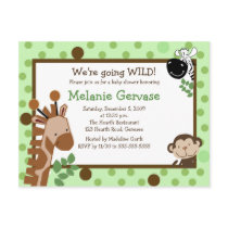 JUNGLE SAFARI ADVENTURE Green Baby Shower Invite Postcards