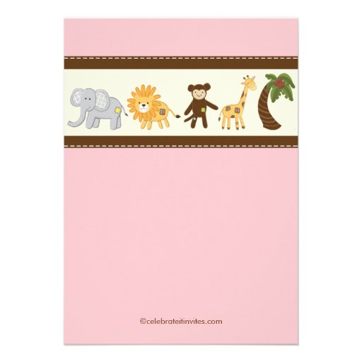 Jungle Safari Animal Girl Baby Shower Personalized Invitations