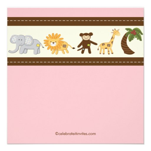 Jungle Safari Animal Girl Baby Shower Custom Announcement