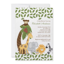 Jungle Safari Animal Neutral Baby Shower Custom Invites