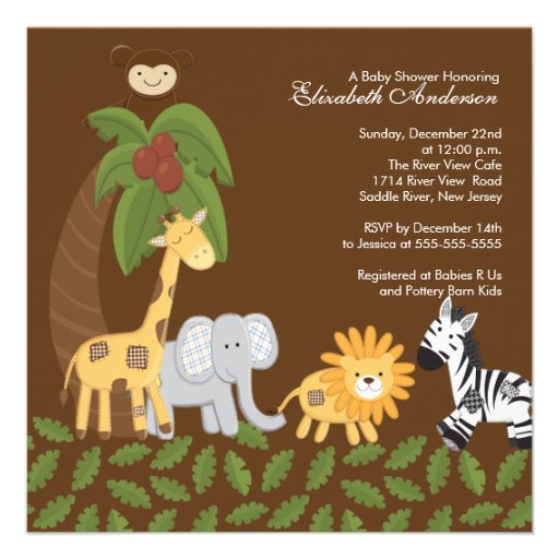 Jungle Safari Animal Neutral Baby Shower Custom Announcement