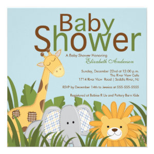 Jungle Safari Animal Neutral Baby Shower Personalized Announcements