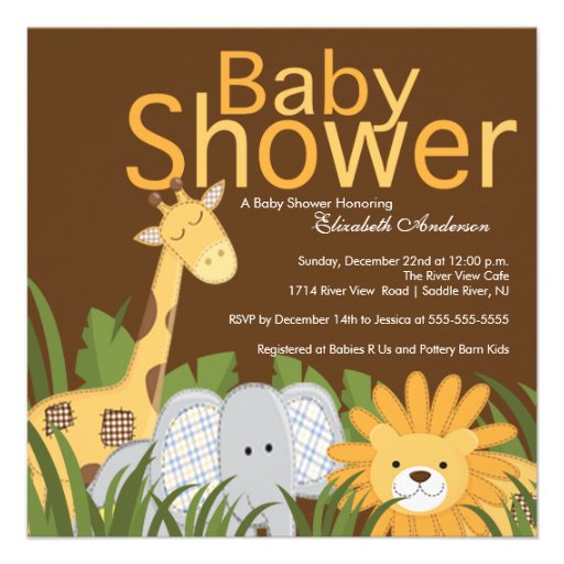 Jungle Safari Animal Neutral Baby Shower Custom Invite
