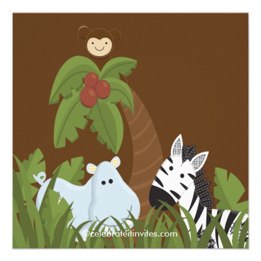 Jungle Safari Animal Neutral Baby Shower Custom Invite