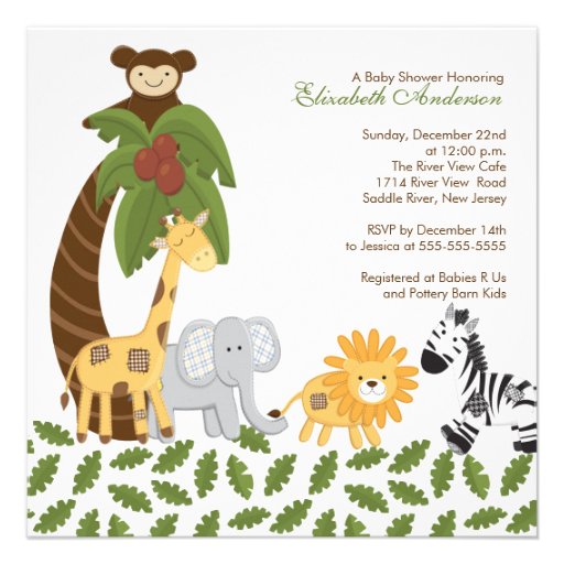 Jungle Safari Animal Neutral Baby Shower Invite