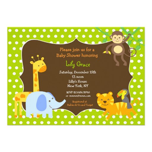 Jungle Safari Animals Baby Shower invitations