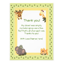 Jungle Safari Animals Baby Shower Thank you notes Invitation