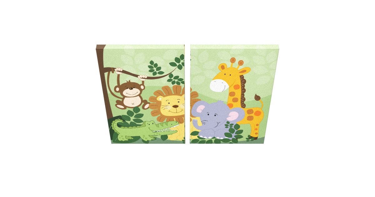 Jungle Safari Animals Canvas Prints (x2) Panels Zazzle