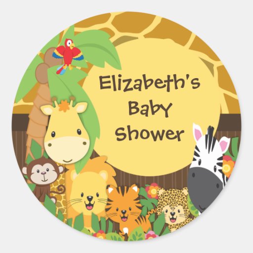 Jungle Safari Baby Animals Baby Shower Stickers Zazzle