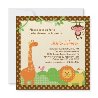 Jungle Safari Baby Shower Invitation invitation