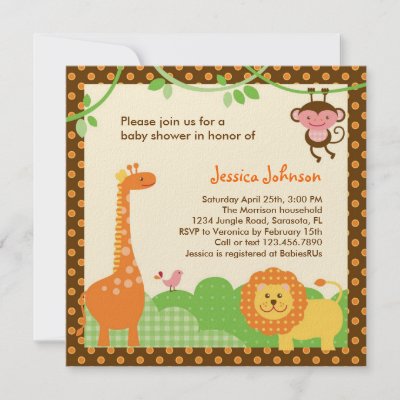 Safari Themed Baby Shower on Cute And Fun Baby Shower Invitation With A Jungle Safari Theme