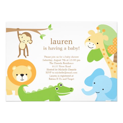Another invitation featuring a monkey with his safari pals. The ...