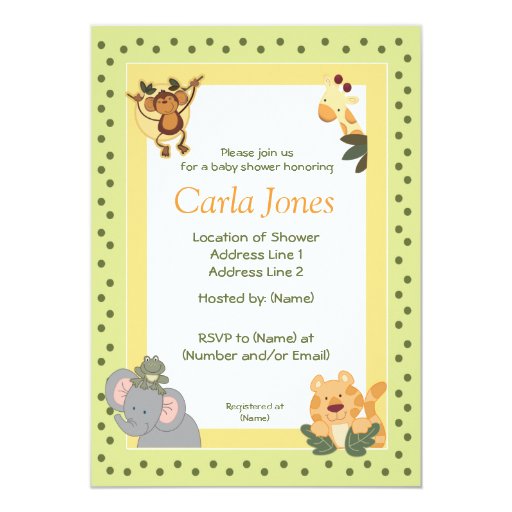 Jungle Safari Baby Shower Invitations 5 x 7 size | Zazzle