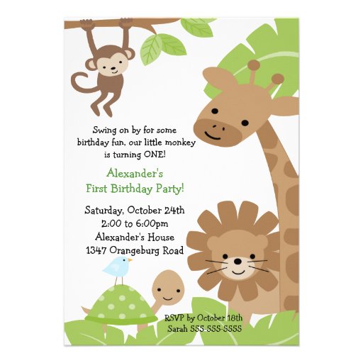 Jungle Safari Birthday Invitation (front side)