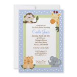 Jungle Safari Blue 5x7 Baby Shower Invitations