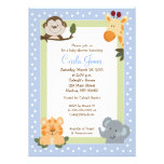 Jungle Safari Blue 5x7 Baby Shower Invitations