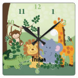 Jungle Safari Customizable Square Clock