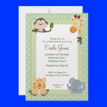 Jungle Safari Green 5x7 Baby Shower Invitations