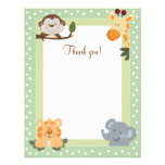 Jungle Safari Green Flat Thank you cards Invites