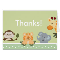 JUNGLE SAFARI GREEN  Folded Thank you note Cards