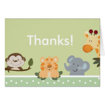 JUNGLE SAFARI GREEN  Folded Thank you note Cards