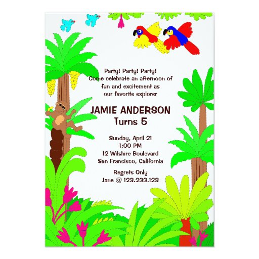 Jungle Safari Kid's Birthday Party Invitation