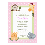 Jungle Safari Pink 5x7 Baby Shower Invitations
