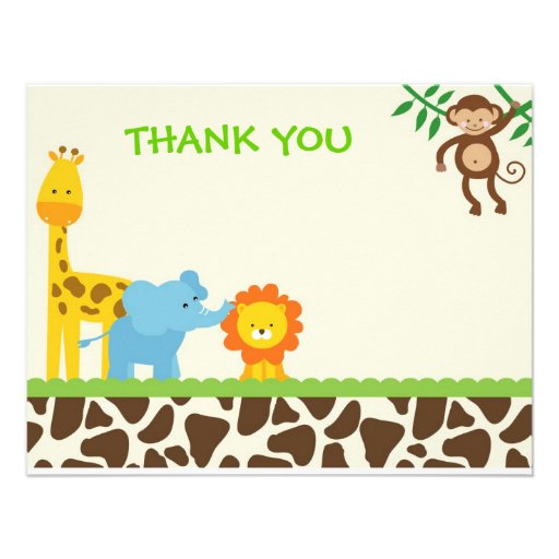 Jungle Safari Thank You Notes cards Custom Announcement