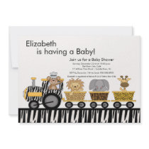 Jungle Safari Train Baby Shower Invitation