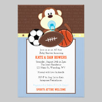 Jungle Sports Monkey Baby Shower Invitation invitations