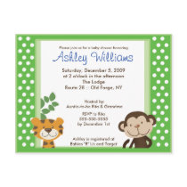 JUNGLE TALES PINK Baby Shower Postcard Invitation