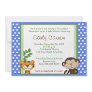 Jungle Tales Safari BLUE Baby Shower 5 x 7 invitation