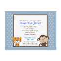 Jungle Tales Safari Blue Baby Shower Invitation postcards