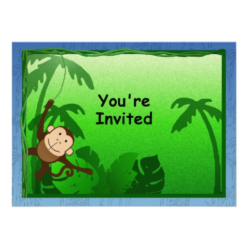 Jungle Theme 1st Birthday Invitation