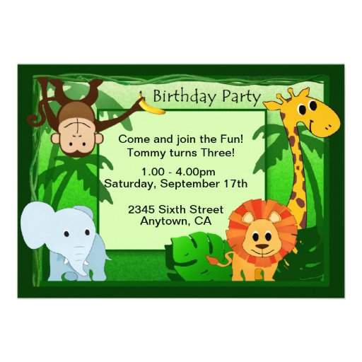 Jungle Theme Birthday Party Invite