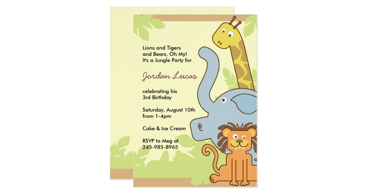 Jungle Themed Birthday Party Invitations | Zazzle